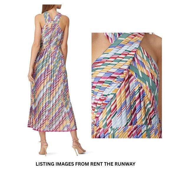 ML Monique Lhuillier Crossneck Pleated Dress - Size 12 - Picture 2 of 7